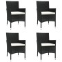 Garden table and chairs 5 pieces and black synthetic rattan cushions by vidaXL, Garden sets - Ref: Foro24-3187433, Price: 285...