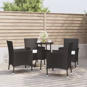 Garden table and chairs 5 pieces and black synthetic rattan cushions by vidaXL, Garden sets - Ref: Foro24-3187415, Price: 288...