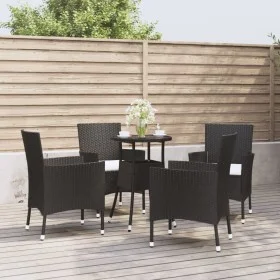Garden table and chairs 5 pieces and black synthetic rattan cushions by vidaXL, Garden sets - Ref: Foro24-3187415, Price: 302...