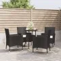 Garden table and chairs 5 pieces and black synthetic rattan cushions by vidaXL, Garden sets - Ref: Foro24-3187415, Price: 302...