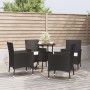Gartentisch und Stühle 5 Stück und schwarze synthetische Rattankissen von vidaXL, Gartensets - Ref: Foro24-3187415, Preis: 28...