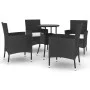 Garden table and chairs 5 pieces and black synthetic rattan cushions by vidaXL, Garden sets - Ref: Foro24-3187415, Price: 302...