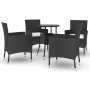 Gartentisch und Stühle 5 Stück und schwarze synthetische Rattankissen von vidaXL, Gartensets - Ref: Foro24-3187415, Preis: 28...