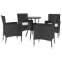Garden table and chairs 5 pieces and black synthetic rattan cushions by vidaXL, Garden sets - Ref: Foro24-3187415, Price: 302...