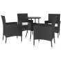 Gartentisch und Stühle 5 Stück und schwarze synthetische Rattankissen von vidaXL, Gartensets - Ref: Foro24-3187415, Preis: 28...