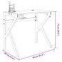 Escritorio gaming con patas en forma de K negro 90x60x75 cm
