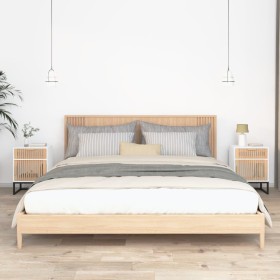 Mesitas de noche 2 uds hierro y madera blanco 40x30x55,5 cm de vidaXL, Mesitas de noche - Ref: Foro24-352092, Precio: 85,86 €...