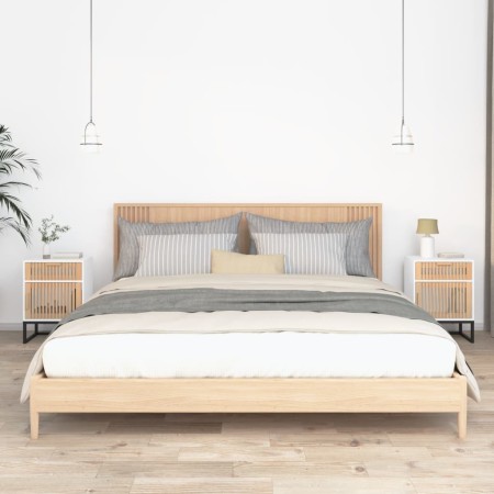 Nachttische 2 Stück Eisen und Holz weiß 40x30x55,5 cm von vidaXL, Nachttische - Ref: Foro24-352092, Preis: 85,86 €, Rabatt: %