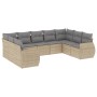 Set de sofás de jardín 9 pzas con cojines ratán sintético beige