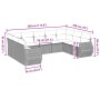 Set muebles jardín 9 pzas y cojines ratán sintético gris claro