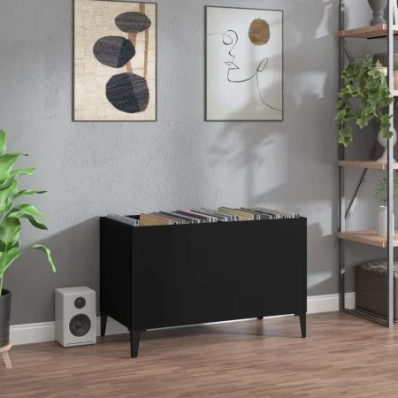 Black plywood record cabinet 74.5x38x48 cm by vidaXL, CD and DVD storage - Ref: Foro24-831966, Price: 35,31 €, Discount: %