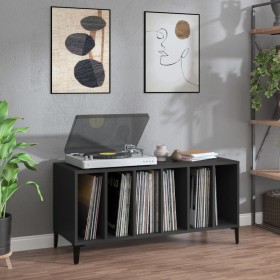 Mueble para discos madera contrachapada negro 100x38x48 cm