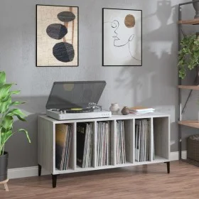 Sonoma gray plywood record cabinet 100x38x48cm by vidaXL, CD and DVD storage - Ref: Foro24-831987, Price: 72,27 €, Discount: %