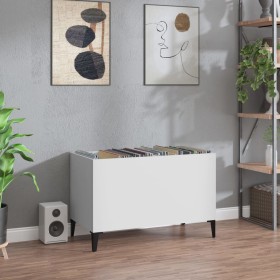 Mueble para discos madera contrachapada blanco 74,5x38x48 cm
