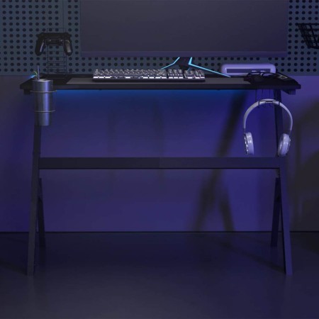 Escritorio gaming con luz LED forma Y negro 110x60x75 cm