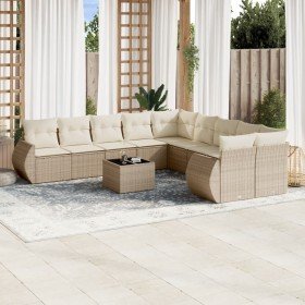 Set de sofás de jardín 11pzas con cojines ratán sintético beige en Conjuntos de jardín | Comprar online en Foro24