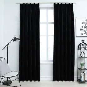 Blackout curtains with hooks 2 pcs black velvet 140x225 cm by vidaXL, Curtains and curtains - Ref: Foro24-134493, Price: 52,1...