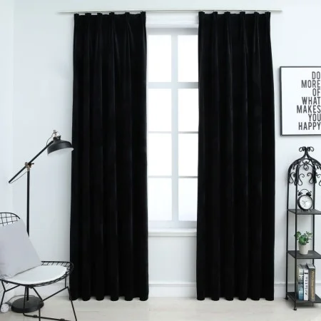 Blackout curtains with hooks 2 pcs black velvet 140x225 cm by vidaXL, Curtains and curtains - Ref: Foro24-134493, Price: 52,1...