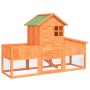 Solid brown pine wood hutch 170x63x113 cm by vidaXL, Cages and habitats for small animals - Ref: Foro24-172292, Price: 196,95...