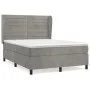 Box spring bed with light gray velvet mattress 140x190 cm by vidaXL, Beds and slatted bases - Ref: Foro24-3129267, Price: 534...