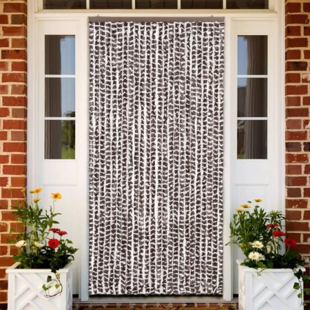 Cortina mosquitera chenilla marrón y blanco 100x220 cm