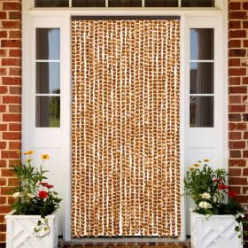 Cortina mosquitera chenilla ocre y blanco 100x220 cm