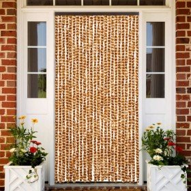 Cortina mosquitera chenilla ocre y blanco 100x220 cm