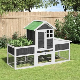 Conejera de madera maciza de pino gris 170x63x113 cm by vidaXL, Cages and habitats for small animals - Ref: Foro24-172293, Pr...