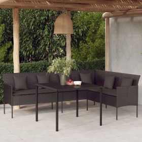 L-shaped garden sofa with black synthetic rattan cushions by vidaXL, Outdoor sofas - Ref: Foro24-362336, Price: 261,08 €, Dis...