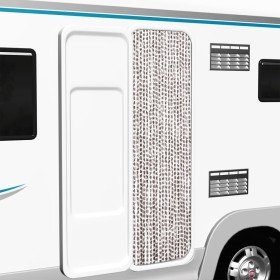 Cortina mosquitera de chenilla gris taupe y blanca 56x185 cm Cortina mosquitera de chenilla gris taupe y blanca 56x185 cm