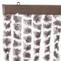 Cortina mosquitera de chenilla gris taupe y blanca 56x185 cm