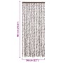 Cortina mosquitera de chenilla gris taupe y blanca 56x185 cm