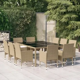 11-Piece Garden Dining Set Beige Synthetic Rattan by vidaXL, Garden sets - Ref: Foro24-3058564, Price: 870,03 €, Discount: %