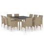 11-Piece Garden Dining Set Beige Synthetic Rattan by vidaXL, Garden sets - Ref: Foro24-3058564, Price: 854,54 €, Discount: %