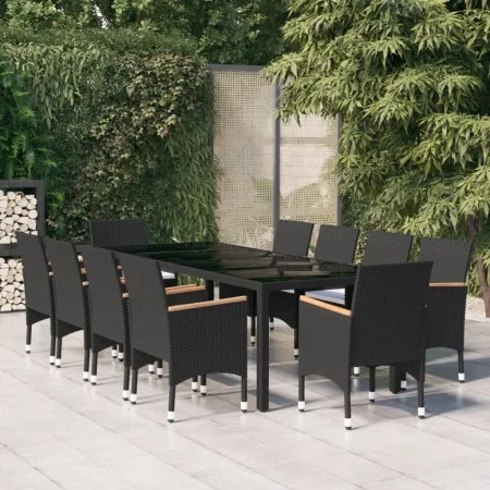 11-teiliges Garten-Esszimmerset aus synthetischem Rattan, schwarz von vidaXL, Gartensets - Ref: Foro24-3058578, Preis: 834,67...