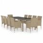 11-Piece Garden Dining Set Beige Synthetic Rattan by vidaXL, Garden sets - Ref: Foro24-3058574, Price: 811,62 €, Discount: %