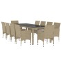 11-Piece Garden Dining Set Beige Synthetic Rattan by vidaXL, Garden sets - Ref: Foro24-3058574, Price: 811,62 €, Discount: %