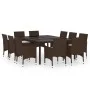 Garden dining set 11 pieces brown synthetic rattan by vidaXL, Garden sets - Ref: Foro24-3058565, Price: 857,61 €, Discount: %