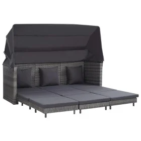 Extendable 3-seater sofa bed with gray synthetic rattan canopy by vidaXL, Outdoor sofas - Ref: Foro24-46077, Price: 1,00 €, D...