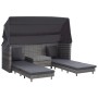Extendable 3-seater sofa bed with gray synthetic rattan canopy by vidaXL, Outdoor sofas - Ref: Foro24-46077, Price: 652,72 €,...