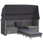 Extendable 3-seater sofa bed with gray synthetic rattan canopy by vidaXL, Outdoor sofas - Ref: Foro24-46077, Price: 652,72 €,...