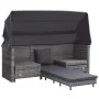 Extendable 3-seater sofa bed with gray synthetic rattan canopy by vidaXL, Outdoor sofas - Ref: Foro24-46077, Price: 1,00 €, D...