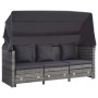 Extendable 3-seater sofa bed with gray synthetic rattan canopy by vidaXL, Outdoor sofas - Ref: Foro24-46077, Price: 652,72 €,...