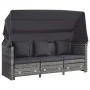 Sofá cama extensible 3 plazas con capota ratán sintético gris de vidaXL, Sofás de exterior - Ref: Foro24-46077, Precio: 1,00 ...