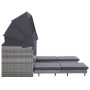 Extendable 3-seater sofa bed with gray synthetic rattan canopy by vidaXL, Outdoor sofas - Ref: Foro24-46077, Price: 652,72 €,...