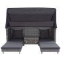 Extendable 3-seater sofa bed with gray synthetic rattan canopy by vidaXL, Outdoor sofas - Ref: Foro24-46077, Price: 652,72 €,...