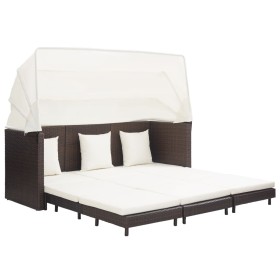 3-Sitzer-Gartenschlafsofa mit braunem synthetischem Rattanverdeck von vidaXL, Outdoor-Sofas - Ref: Foro24-46076, Preis: 681,8...