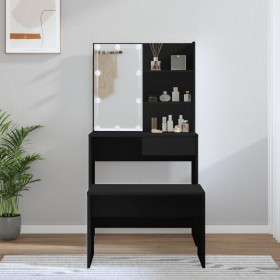 Black Plywood LED Vanity Set by vidaXL, Bedroom Dressers - Ref: Foro24-3114108, Price: 105,81 €, Discount: %