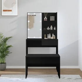 Black Plywood LED Vanity Set by vidaXL, Bedroom Dressers - Ref: Foro24-3114108, Price: 107,45 €, Discount: %