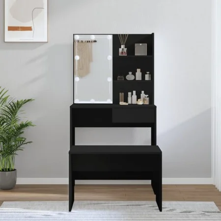 Black Plywood LED Vanity Set by vidaXL, Bedroom Dressers - Ref: Foro24-3114108, Price: 107,45 €, Discount: %